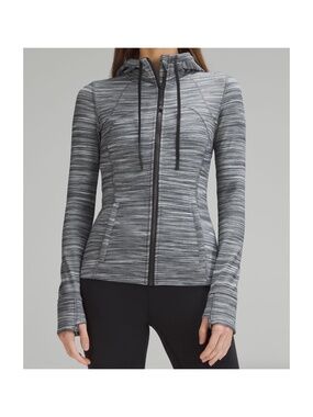 Lululemon Hooded Define Jacket Nulu Heathered Black White Women's Size 6